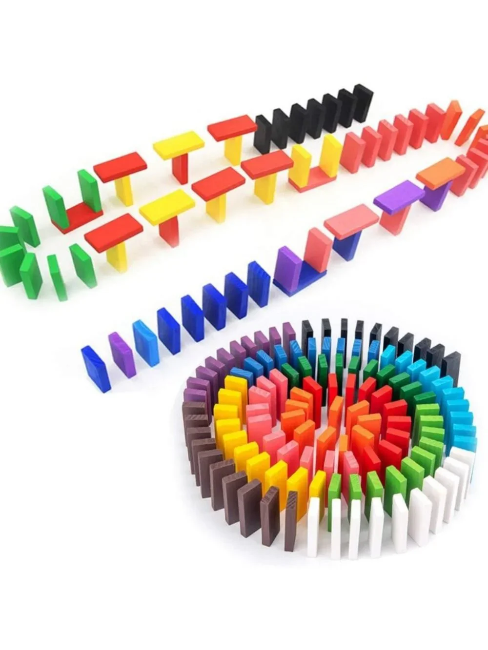 Colorful Wooden Domino Blocks Set - 600 Pcs Stacking & Racing Game for Kids